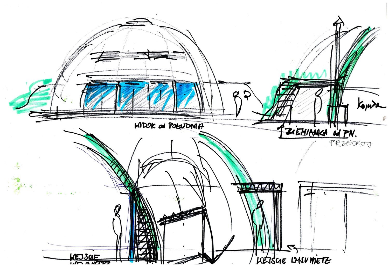 Szkic koncepcyjny domu kopułowego